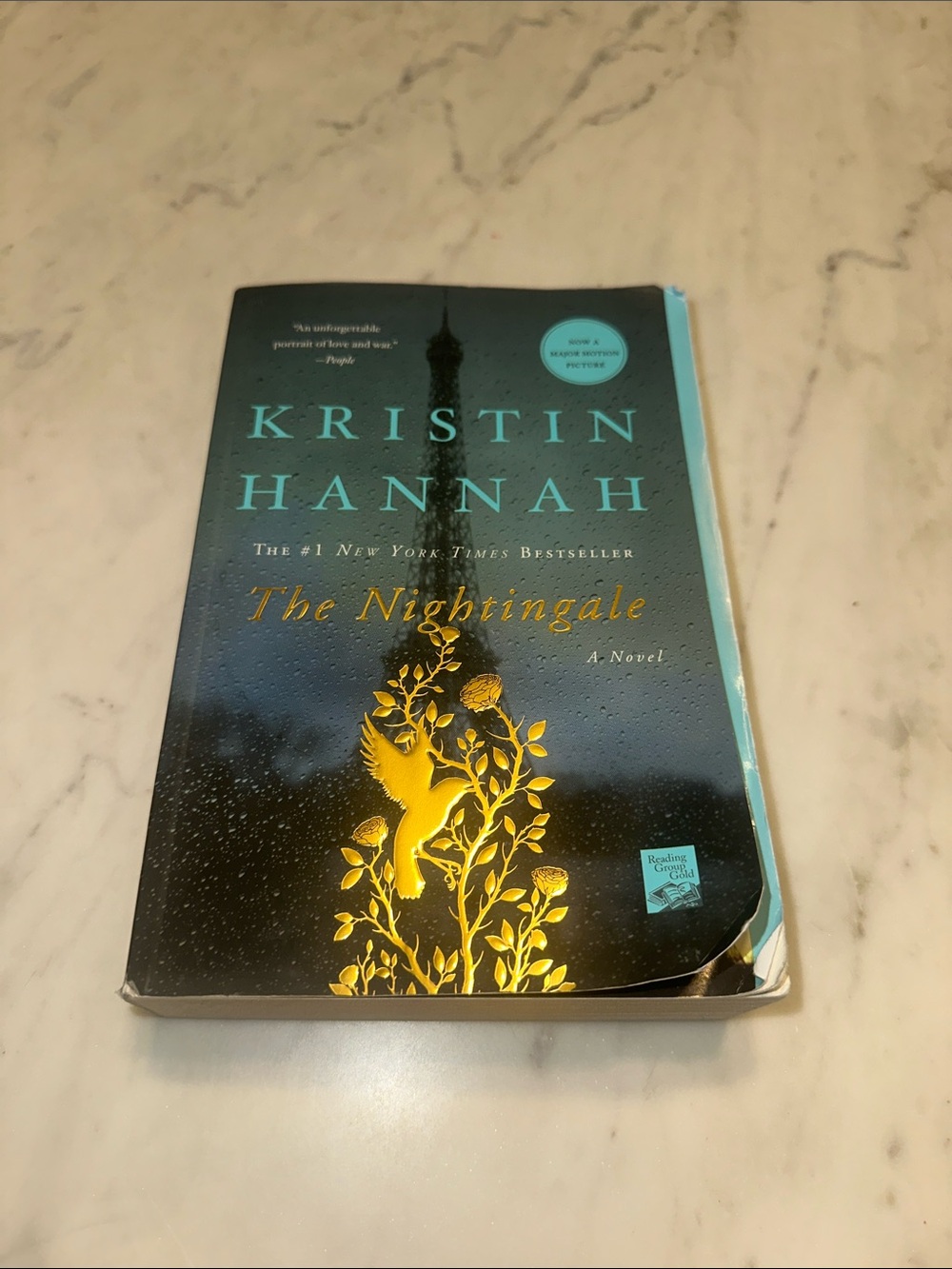 Kristin Hannah "The Nightingale" - Teal & Gold Hardcover paperback
